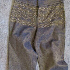 NWOT- FERRE JEAN- Trouser size 26- Metallic fabric w/ gold studs